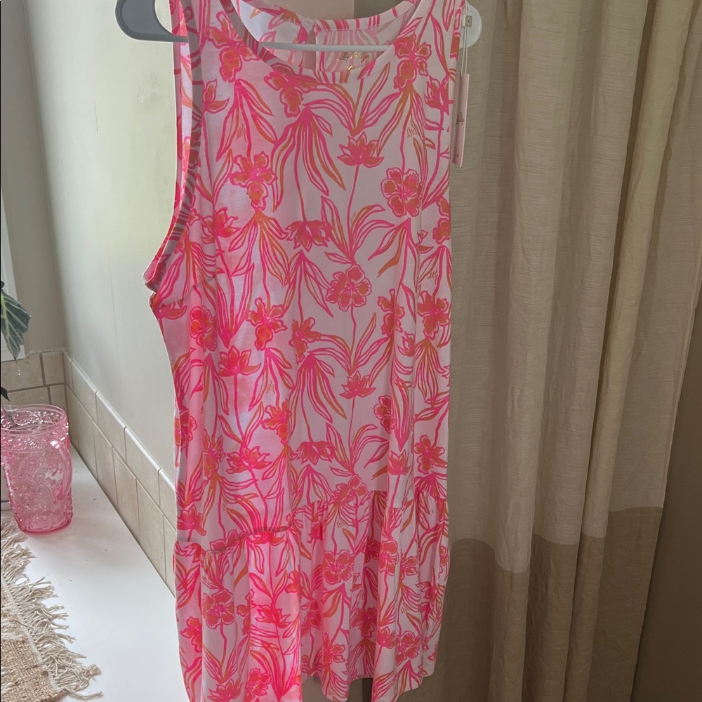 Lilly Pulitzer Pink and White Sleeveless Dixie Dress